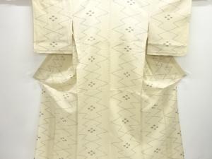 アンティーク　紗紬松皮菱に枡模様織出し着物